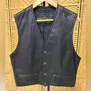 Structure Men Black Leather Vest